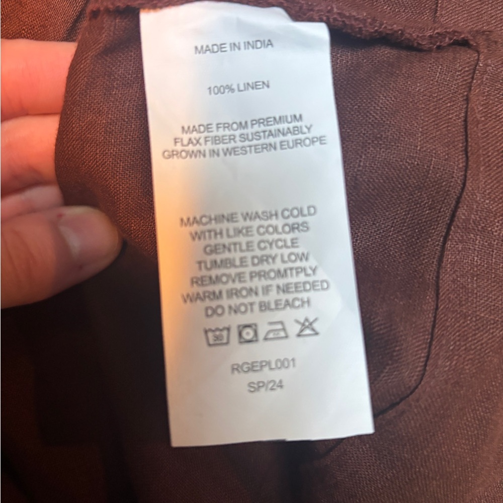 Quince 100% European Linen Tiered Maxi Dress Chocolate Rust - Picture 8 of 10